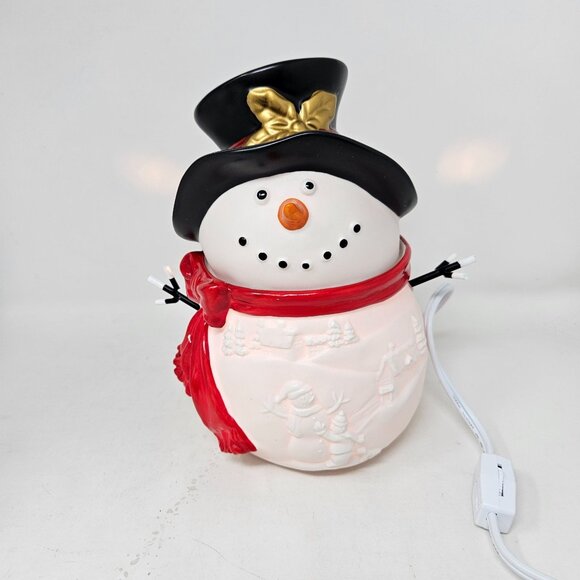 Scentsy Build A Snowman Wax Warmer Retired W/Box - Picture 1 of 6